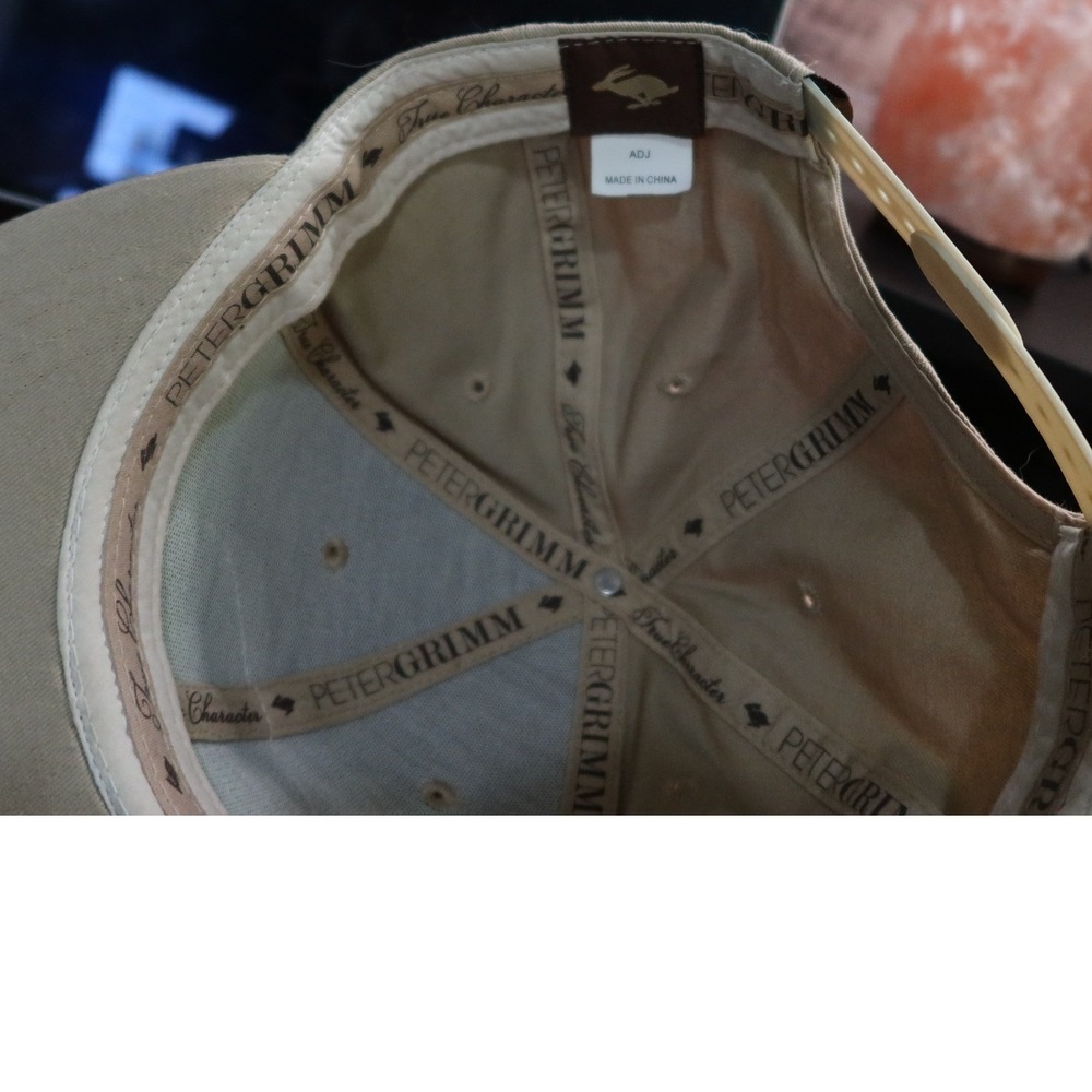 Peter Grimm Tan Snapback Hat Oval Logo Patch Flat Brim Adjustable Cap Mens OSFM - Picture 6 of 6